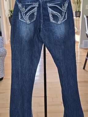 Ariya Dark Blue Boot Cut Jeans with Embellished Back Pockets